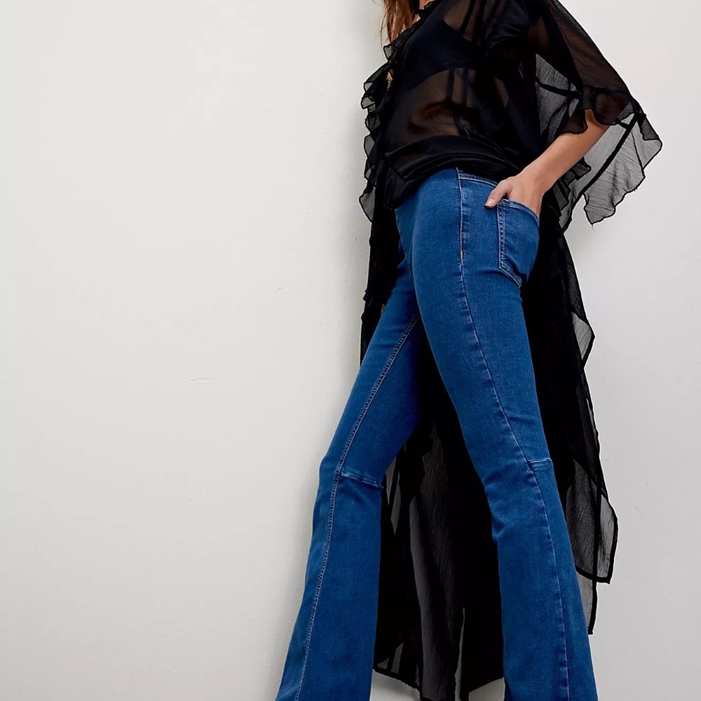 We the free penny pull on flare jeans-color echo blue - Picture 4 of 6